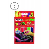 Fatih Mum Pastel Boya Neon Wax Crayon Jumbo 6 Renk 12'li