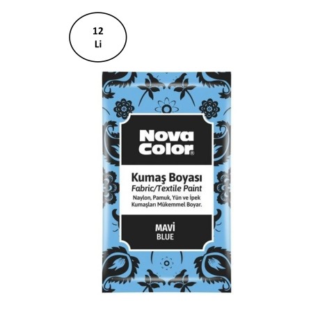 Nova Color 12 Gr Toz Kumaş Boyası Mavi Nc-902 12'li