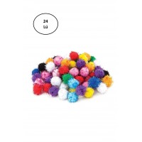 Puti Pom Pom Karışık Metalik 10mm-20mm-30 mm 24'lü