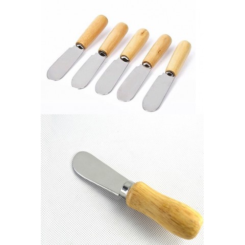 Tereyağı Bıçağı - Mini Spatula Ahşap Saplı 6 Adet