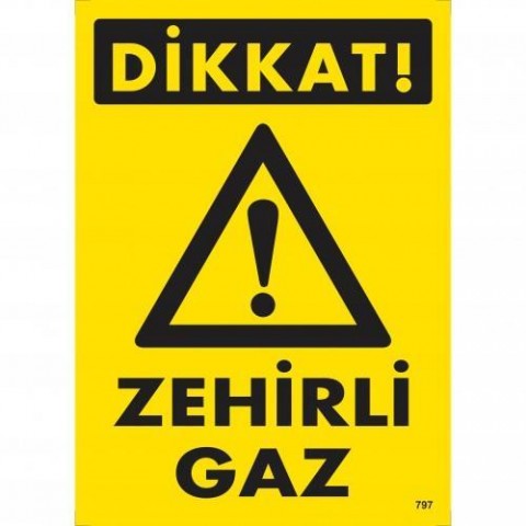 Dikkat Zehirli Gaz Uyarı Levhası 25x35 KOD:797