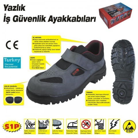 414 YAZLIK S1 43 No Çelik Burunlu Ayakkabı