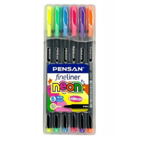 Pensan Fineliner Kalem 6Lı Neon Plastik Kutu