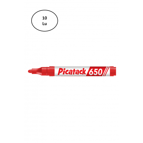 Picatack 650 Permanent Marker 1,5-3mm Yuv.Uç Kırmızı 10'lu