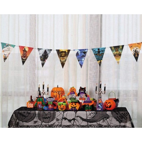 Cadılar Bayramı Halloween Flama Bayrak Banner Süs 8 li 3 Metre