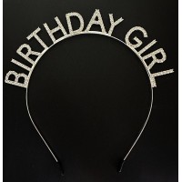 Gümüş Kristal Taşlı Birthday Girl Doğum Günü Tacı İthal Ürün A Kalite 17x16 cm