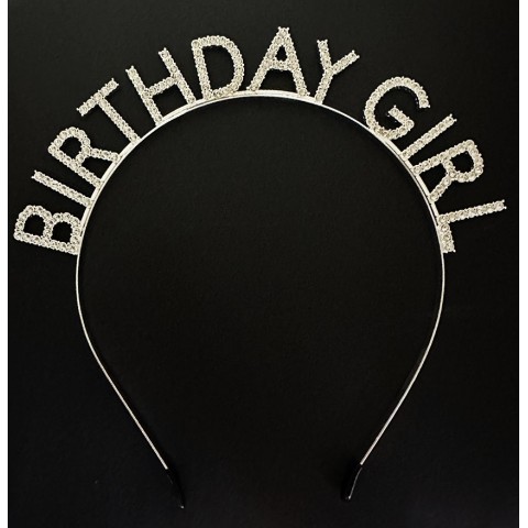 Gümüş Kristal Taşlı Birthday Girl Doğum Günü Tacı İthal Ürün A Kalite 17x16 cm