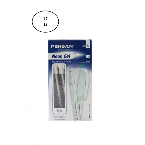 Pensan Neon Jel Kalem 1 Mm Beyaz 2290 12'li