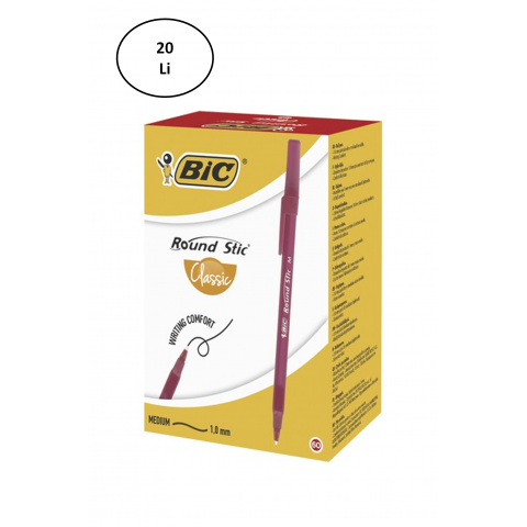 Bic Round Stic Tükenmez Kırmızı Kalem 20'li