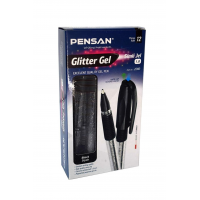 Pensan Glitter Simli Jel Kalem 1 Mm Siyah 12'li