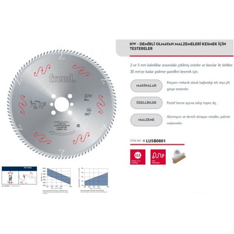 FreudLU5B 0801 300X30X3,0 mm Alümimyum Testere 96 Diş