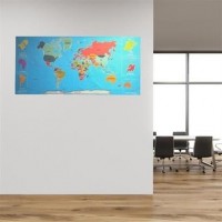 Renkli Atlas Dünya Haritası Manyetik Yapıştırıcı Gerektirmeyen Duvar Stickerı 118 CM * 56 CM