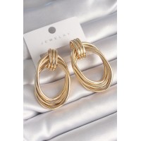 Pirinç Gold Renk Oval Model Kadın Küpe - TJ-BKP8729