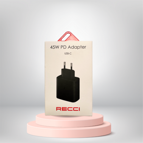 RECCI 45W PD ADAPTER USB-C Renk SİYAH