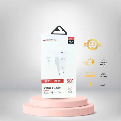 TLP 501 Strong Micro USB 18W Şarj Cihazı Renk BEYAZ