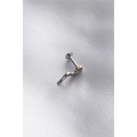 316L Cerrahi Çelik 6 mm Gümüş Renk Yılan Tragus Piercing - TJ-PR1177