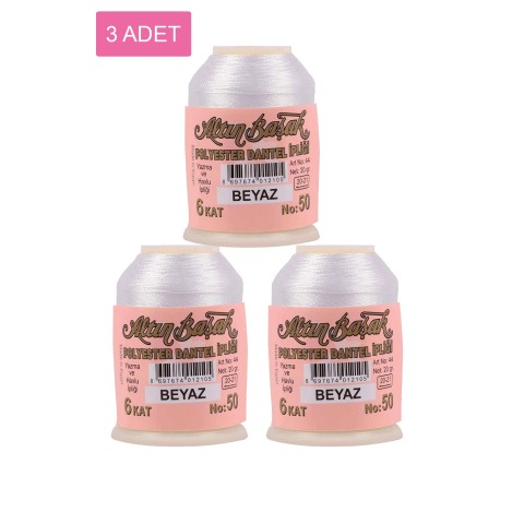 3 Adet Altınbaşak Oya ve Dantel İpi 20 gr -    - No: BEYAZ