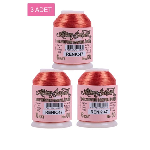 3 Adet Altınbaşak Oya ve Dantel İpi 20 gr -    - No: 047