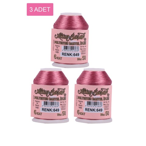 3 Adet Altınbaşak Oya ve Dantel İpi 20 gr -    - No: 649