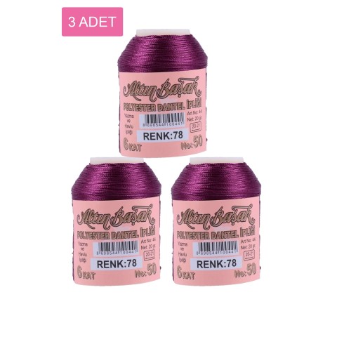 3 Adet Altınbaşak Oya ve Dantel İpi 20 gr -    - No: 078