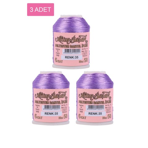 3 Adet Altınbaşak Oya ve Dantel İpi 20 gr -    - No: 035