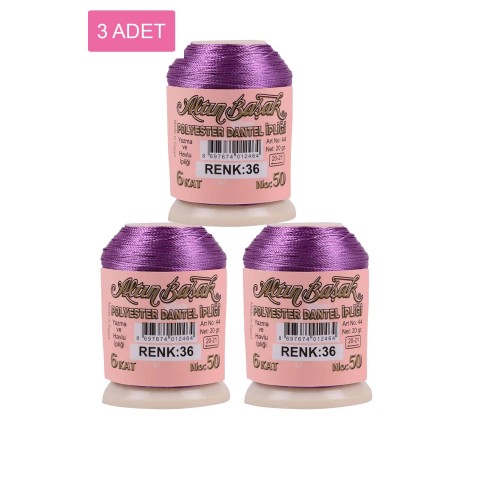 3 Adet Altınbaşak Oya ve Dantel İpi 20 gr -    - No: 036