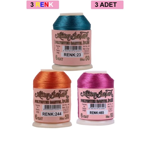 3 Adet Altınbaşak Oya ve Dantel İpi 20 gr -    - No: 244 - 465 - 023