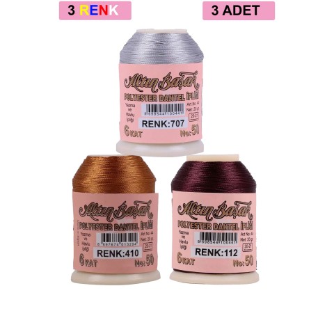 3 Adet Altınbaşak Oya ve Dantel İpi 20 gr -    - No: 410 - 112 - 707