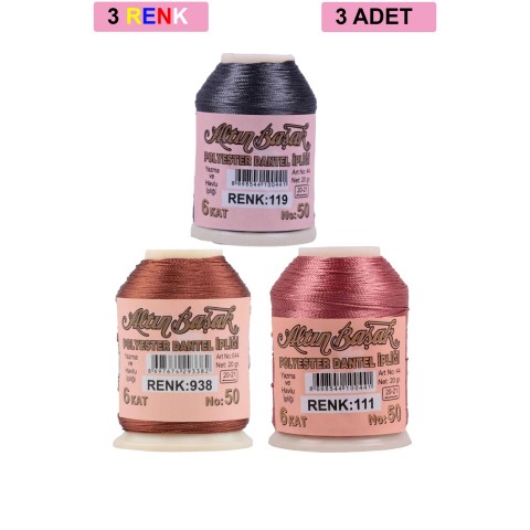 3 Adet Altınbaşak Oya ve Dantel İpi 20 gr -    - No: 938 - 111 - 119