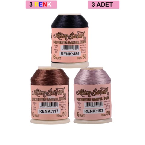 3 Adet Altınbaşak Oya ve Dantel İpi 20 gr -    - No: 117 - 103 - 485