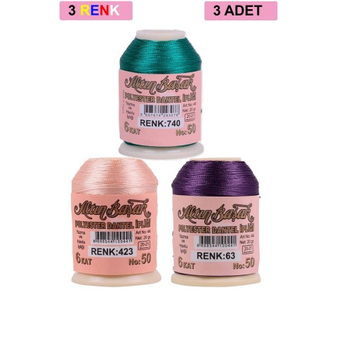 3 Adet Altınbaşak Oya ve Dantel İpi 20 gr -    - No: 423 - 063 - 740