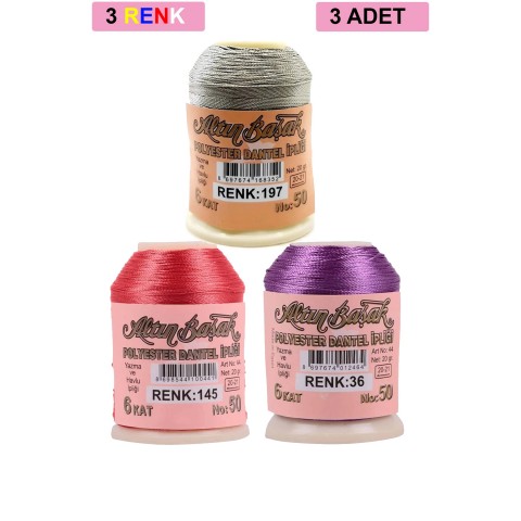 3 Adet Altınbaşak Oya ve Dantel İpi 20 gr -    - No: 145 - 036 - 197