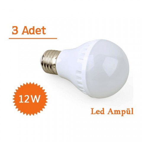 12W Enerji Tasarruflu Led Ampul ( 3 Adet )