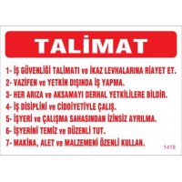 İş Güveliği Talimatları Levhası 25x35 KOD:1418