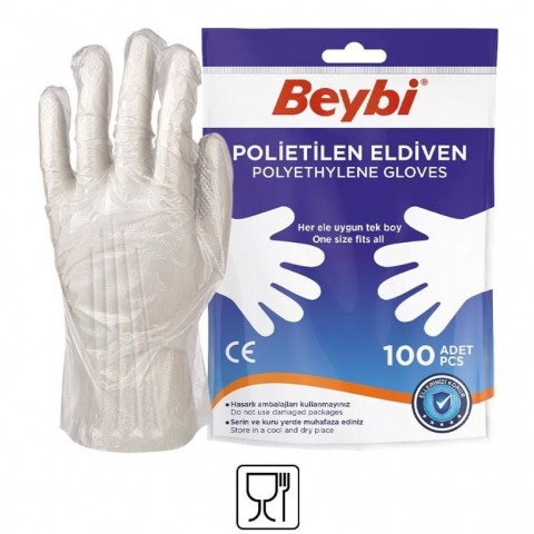 Beybi PET (Polietilen) Eldiven 100'lük Poşet