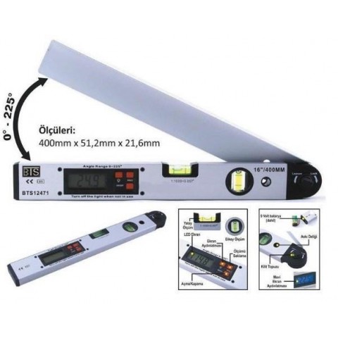 Bts 12471 Dijital Açı Ölçerli Su Terazisi 40 cm