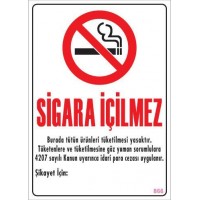 Sigara İçilmez Uyarı Levhası 25x35 KOD:866